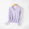 Suéter de Tricô Gola V 30% Lã Cashmere para Mulheres, Outono e Inverno, Macio e Amigo da Pele, Estilo Elegante para o Dia a Dia, Roupa de Baixo para Outono e Inverno
