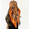 Lenço de Seda com Padrão Paisley Clássico Europeu e Americano para Mulheres, Lenço de Cabeça Versátil da Moda em Seda Sintética, Lenço Quadrado de 90cm, Atacado Transfronteiriço