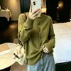 Cárdigan de punto color block con ribete de volantes, nueva colección otoño/invierno 2026 para mujer, cálido, adelgazante, cuello redondo, chaqueta suéter versátil
