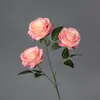Flores Artificiales, Rosa Anna de Tres Cabezas, Arreglo Floral de Piso para Salón de Bodas, Decoración del Hogar, Flores Falsas, Venta al por Mayor desde Fabricante, Flores de Seda para Hotel