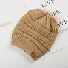 Chapéu de Lã Outono e Inverno Transfronteiriço Feminino cc Chapéu para Rabo de Cavalo Quente Tricô CC Topo Vazio Simples Chapéu de Lua
