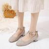 Zapatos de una sola capa para niños de Primavera y Otoño Tacones Altos de Princesa para Mujer Hebilla Pedrería Nuevos Zapatos Bajos de Goma Suela Suave Zapatos de Cuero para Niña Pequeña