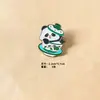 Insígnia de Metal de Panda Fofo de Desenho Animado Criativa Jogando Mahjong e Comendo Hot Pot Acessórios de Roupa Broche Decoração de Mochila de Estudante