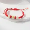 Pulseira Trançada Pedra Luminosa Doze Signos do Zodíaco Fio Vermelho Fio Preto Contas Luminosas Pulseira de Casal Estudante Feminina Atacado