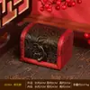 Caja de Joyería de Madera Estilo Antiguo Caja de Almacenamiento de Regalo Empaque para Anillos Cerradura Contraseña Cubierta de Madera Antipolvo Joyería Estilo Loto
