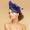 Fascinator de Malla de Plumas Europeo y Americano Transfronterizo, Banquete de Boda, Tocados para Club de Carreras de Caballos, Fascinator Pequeño Vintage para Fiesta de Té, Accesorio para el Cabello