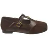 Zapatos Retro Marrones Mary Jane para Mujer, Nuevo Estilo Verano 2026, Planos de una Correa con Hebilla y Tacón Bajo, Perfectos para Combinar con Faldas, Zapatos Pequeños de Piel