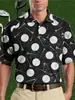 Camisa Polo de Verano para Hombre con Estampado de Patrón de Golf, Casual, Tendencia, Manga Corta, Botones, Moda Transfronteriza Temu