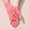 Luvas Finas Femininas para Outono e Inverno, Luvas Quentes de Meio Dedo com Dois Dedos Expostos para Escrever, Luvas de Condução para Estudantes, Lã Tricotada