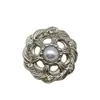 Botones de Perla Incrustados con Diamantes en Forma de Flor, Estilo Retro de Lujo de Gama Alta, Botones Metálicos de Gama Alta, Nuevo Estilo Chino