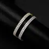 Pulsera de estilo hip-hop europeo y americano de 6 MM con doble fila de circonitas totalmente incrustadas para mujer, cierre de resorte chapado en oro, collar de cadena de tenis personalizado