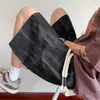 Calça esportiva de seda gelada, marca da moda, modelagem solta, comprimento curto, tie-dye estilo americano, fina, calça desgastada para homens, calça casual de verão retrô de comprimento médio