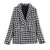 2021 Otoño/Invierno Amazon Estilo Europeo y Americano Ropa de Mujer al Mayoreo Tweed Pata de Gallo Bolsillo de Parche Ajustado Traje Blazer
