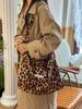 Bolso Leopardo Nicho de Hombro Único Cruzado Bolso de Tela Bolso de Lona Estrella Bolso Tote de Gran Capacidad para Niña