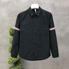 Camisa Polo de Manga Longa, Camiseta Listrada Tridimensional Masculina Tendência Britânica para Trabalho e Negócios para Comércio Exterior Atacado Transfronteiriço
