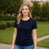 Para Exportación 160g Algodón Puro Manga Corta Primavera Top Mujer Color Sólido Camiseta Normcore Corte Delgado Interior Cuello Redondo Delgado Versátil