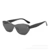 Gafas de Sol Verdes Estilo Coreano con Montura Angosta Ojo de Gatito para Mujer, Diseño de Moda sin Montura, Gafas de Sol de Verano Ultraligeras para Rostros Cuadrados y Redondos