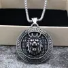Colgante de Acero Inoxidable para Hombre Retro Europeo y Americano Collar Punk Rey León de un Solo Lado