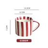 Copo de Água, Copo de Café Estilo Coreano de Verão, Conjunto de Xícara e Pires de Café Listrado, Conjunto de Copos de Cerâmica com Pintura Salpicada, Requintada Xícara de Chá da Tarde