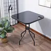 Mesa de Exterior a Prueba de Lluvia Vidrio Templado Mesa de Comedor Cuadrada Redonda de Balcón Mesa de Café Pequeña para Cafetería Mesa de Hierro Comercial para Ocio