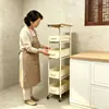 Novo produto: prateleira de armazenamento para lanches, cozinha e geladeira, com posicionamento lateral, design retrátil e carrinho móvel para armazenamento versátil