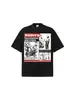 Stejwell Camiseta de Manga Corta con Estampado de Periódico Americano SAINTS Póster de Noticias Marca de Moda Holgada Hombro Caído