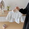 Camiseta Blanca de Bebé Niña Camiseta Interior Top Estilo Otoño Infantil y para Niños Pequeños Top con Solapa Camisa de Encaje