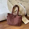 Moda de Invierno Casual Bordado de Estrellas Bolsa de Tela de Gran Capacidad para Mujer 2026 Nueva Bolso Tote Hombro Color Sólido Texturizado