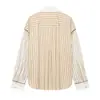 Atacado Outono 2026 Novo Conjunto de Roupa Feminina Estilo Europeu e Americano com Camisa Listrada Color Block e Calça 26504