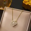 Collar Colgante de Flor de la Suerte Micro-Pavimentado con Circonita de Diseño Exclusivo de Gama Alta para Mujer, Cadena Clavicular Exquisita, Elegante y a la Moda