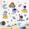 BR0874E Dibujos Animados Lindo Astronauta Animal Pequeño Autoadhesivos Pegatinas de Pared Espacio Habitación Infantil Sala de Estar Pegatinas Decorativas
