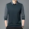 Directo del fabricante: popular polo de invierno con forro polar, un estilo de dos piezas para hombres de mediana edad, grueso y casual, con cuello alto, perfecto como capa base