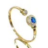Pulsera Minimalista Exclusiva Transfronteriza de Zirconia Chapada en Oro de 18K Brazalete de Cristal Geométrico Abierto Ajustable Joyería