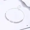 Pulsera de Plata de Ley 925 con Abalorio Redondo Rectangular Incrustado de Diamante Circonita Joyería de Lujo Ligero de Nicho para Mujeres Joyería de Mano de Alta Gama ins Regalo de Cumpleaños