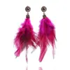 Pendientes Bohemios Europeos y Americanos Transfronterizos de Plumas Diseño de Nicho Retro Exagerados de Gama Alta Estilo Étnico Otoño e Invierno