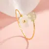 Anel de Alta Qualidade com Imitação de Madrepérola e Jade Hetian para Mulheres, Design Vintage Delicado de Flor de Cerejeira para o Dedo Indicador, Design Versátil Novo Estilo Chinês