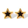 Pendientes Vintage de Obsidiana Tachonada Estilo Francés para Mujer, Cadena de Suéter con Diseño Único, Acero de Titanio Antidesvanecimiento Joyería Transfronteriza