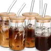 Conjunto de copos de água de vidro borossilicato mais vendido internacionalmente com tampa, copo com canudo, tampa de bambu, copo de suco, copo de milk tea, copo de café