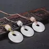 Pingente Princesa de Seda Dourada e Jade, Colar com Fivela de Paz de Jade Branco, Joias de Jade Modernas e Emagrecedoras