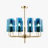 Lámpara de sala de estar, dormitorio, comedor minimalista posmoderno, tienda nórdica, tienda de ropa, luz de lujo candelabro de cristal azul coñac