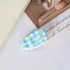 Nuevo clip de pico de pato floral a cuadros de resorte simple para el cabello, clip versátil de gota de agua para primavera-verano, clip para la playa, accesorio para el cabello de nicho