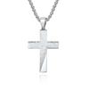 Nuevo colgante religioso europeo y americano, joyería de acero de titanio con bisel de arena, colgante de cruz de acero inoxidable, collar de cruz