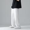 Pantalones de Hilo de Seda Anchos para Hombre 2026 Verano Delgados de Moda Caídos Largos hasta el Suelo Estilo Coreano Frescos Sueltos Rectos Casuales