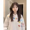 Sudadera con capucha estampada con letras, estilo divertido y lindo, holgada y moderna, chaqueta de terciopelo engrosada para otoño e invierno, top de moda