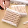 Hisopo de algodón para extracción de orejas, doble cabezal, estéril, desinfectante sanitario, palo de madera, desechable, limpiador, bolsa desmaquillante, cabezal redondo, para el hogar