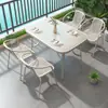 Conjunto de mesa e cadeiras de ferro forjado para exterior para pátio e varanda, mesa e cadeiras de lazer para lojas de milk tea, mesa e cadeiras de jantar para exterior para casa