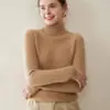 26 Nuevo Suéter de Cachemir de Cuello Alto Otoño/Invierno para Mujer, Suéter de Punto Grueso de Siete Puntos, Suéter Delgado de Canalé Adelgazante, Suéter de Capa Base