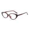 Retro Ultraligero Rojo Montura Pequeña Ojo de Gato con Luz Azul a Prueba de Miopía para Mujer Cara Cuadrada Llanura