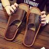 Sandalias y Pantuflas de Verano para Pareja para Interior para Hombre y Mujer Suela Blanda Silenciosas de Cuero para Piso de Madera Verano