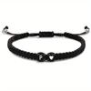 26 Letras Inglesas Tejido a Mano Ajustable Acrílico Blanco y Negro Corazón Letra Pulsera Trenzada